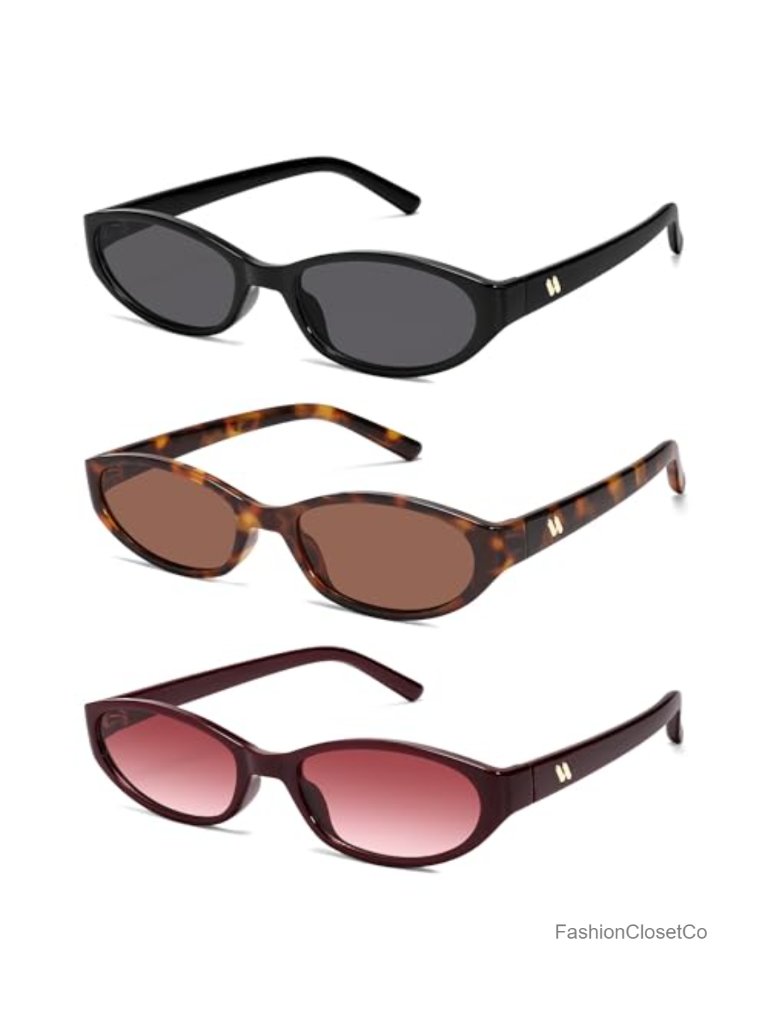 Y2k Oval Sunglasses Cateye Shades 3-Pack Microfiber Cloth Cleaning Kit